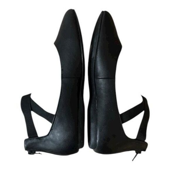 Women Black Elastic Ankle Straps Ballerina Walking Flats Size 8.5M Dress Shoes - Picture 4 of 12
